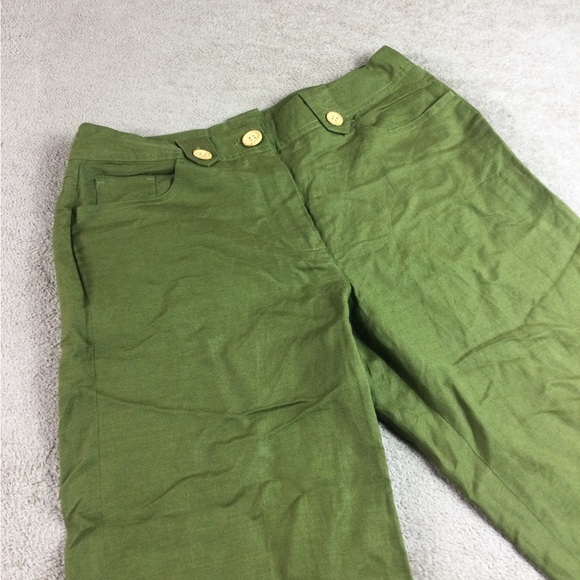Larry Levine linen blend capri pants size 4 green - Picture 2 of 10